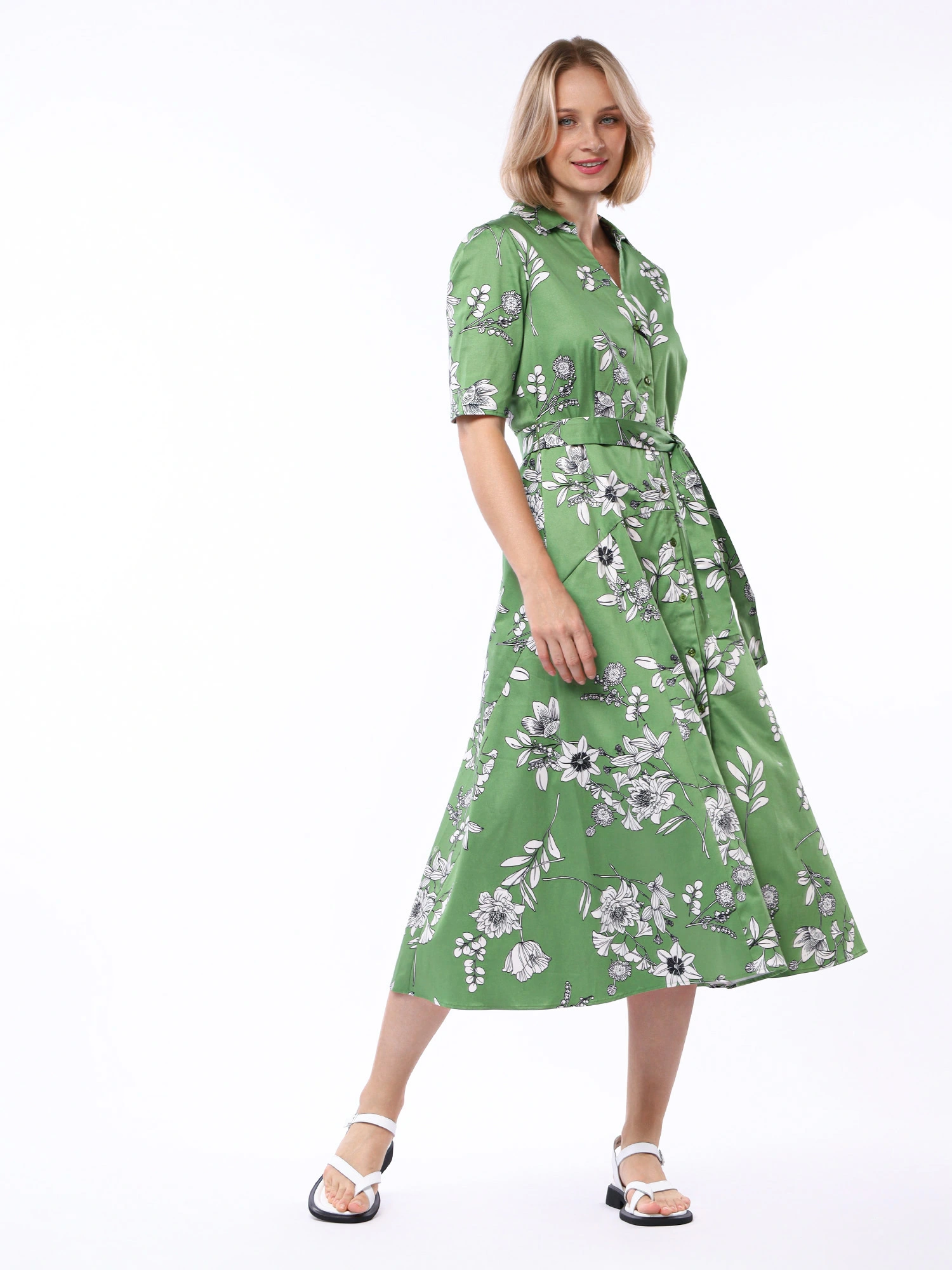 Платье из смесового хлопка с принтом